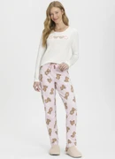 produto Mensageiro do Sonhos - Pijama Manga Longa e Calça com Estampada Bege
