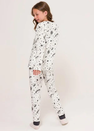 Espaço Pijama - Pijama Manga Longa Infantil Off White - ESPAÇO PIJAMA