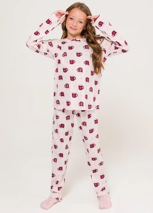 Espaço Pijama - Pijama Manga Longa Infantil Rosa - ESPAÇO PIJAMA