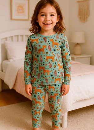 Dukali - Pijama Manga Longa Suede Infantil Verde - DUKALI