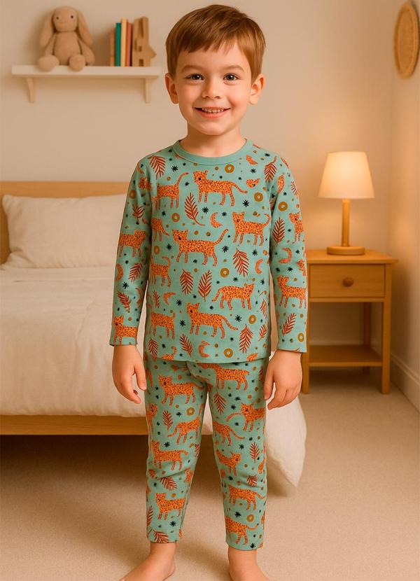 Dukali - Pijama Manga Longa Suede Infantil Verde 1