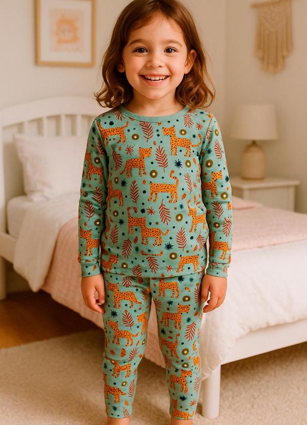 Dukali - Pijama Manga Longa Suede Infantil Verde 2