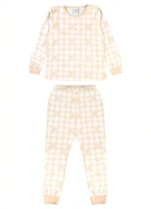 Pulla Bulla - Pijama Meia Malha Bege - PULLA BULLA