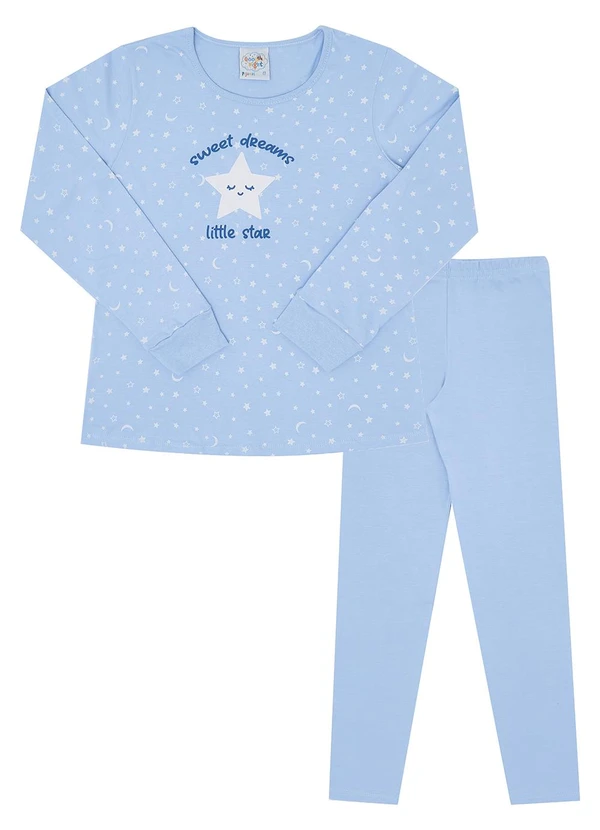 Pulla Bulla - Pijama Meia Malha e Cotton Leve Azul