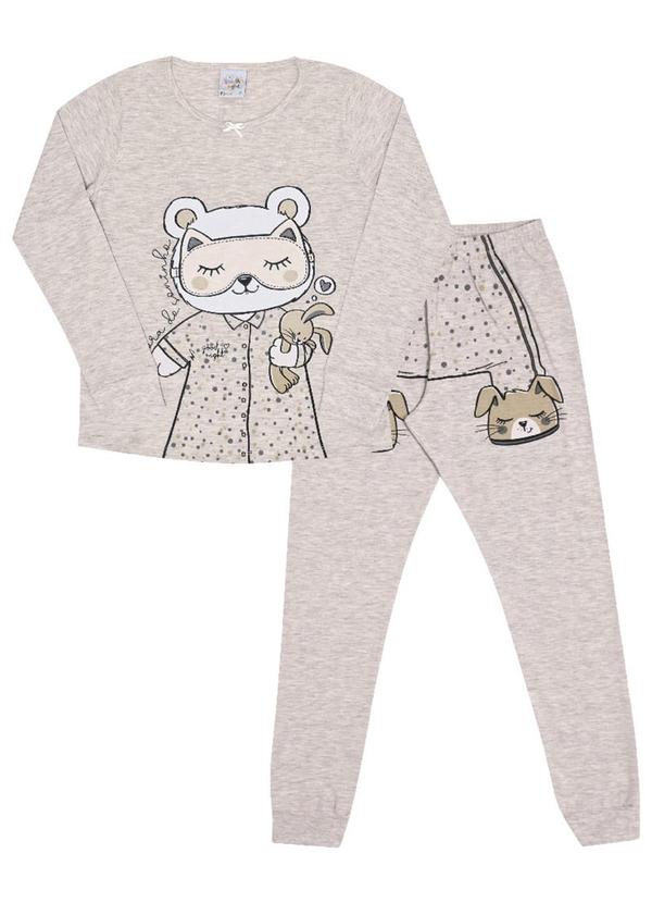 Pulla Bulla - Pijama Meia Malha Feminina Cinza