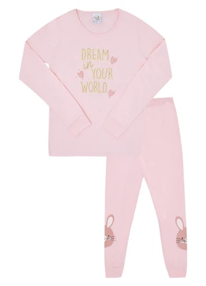 Pulla Bulla - Pijama Meia Malha  Rosa - PULLA BULLA