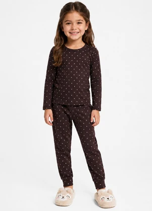 Select - Pijama Menina Blusa Manga Longa e Calça Marrom - SELECT