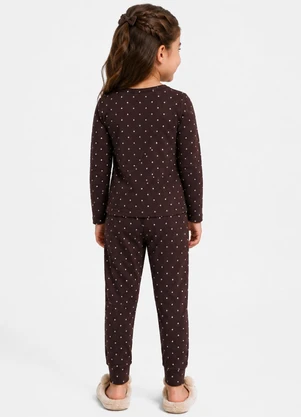 Select - Pijama Menina Blusa Manga Longa e Calça Marrom - SELECT