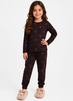 Select - Pijama Menina Blusa Manga Longa e Calça Marrom - SELECT