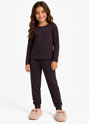 Select - Pijama Menina Blusa Manga Longa e Calça Marrom - SELECT