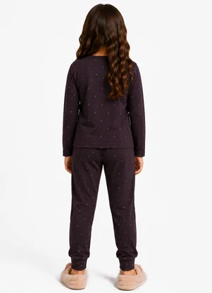 Select - Pijama Menina Blusa Manga Longa e Calça Marrom - SELECT