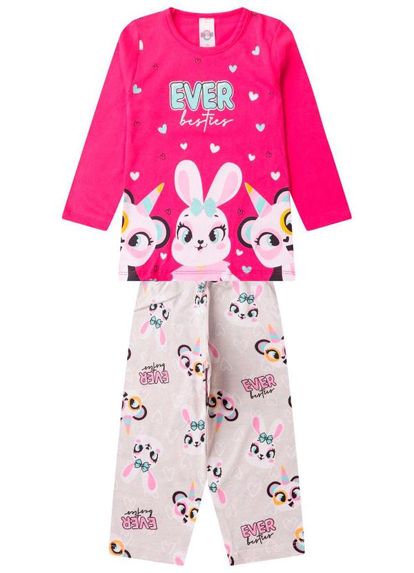 Rovitex - Pijama Menina Manga Longa Brilha no Escuro Rosa