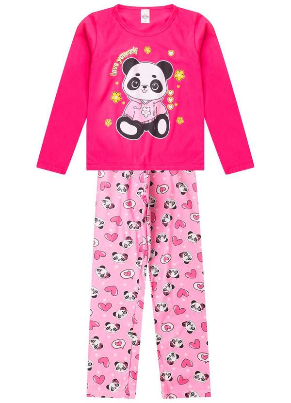 Rovitex - Pijama Menina Manga Longa Brilha no Escuro Rosa