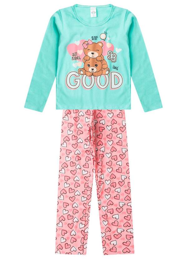 Rovitex - Pijama Menina Manga Longa Brilha no Escuro Verde