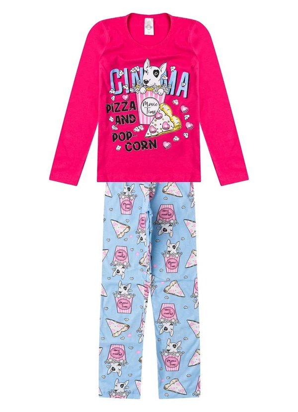 Select - Pijama Menina Manga Longa Meia Malha Rosa