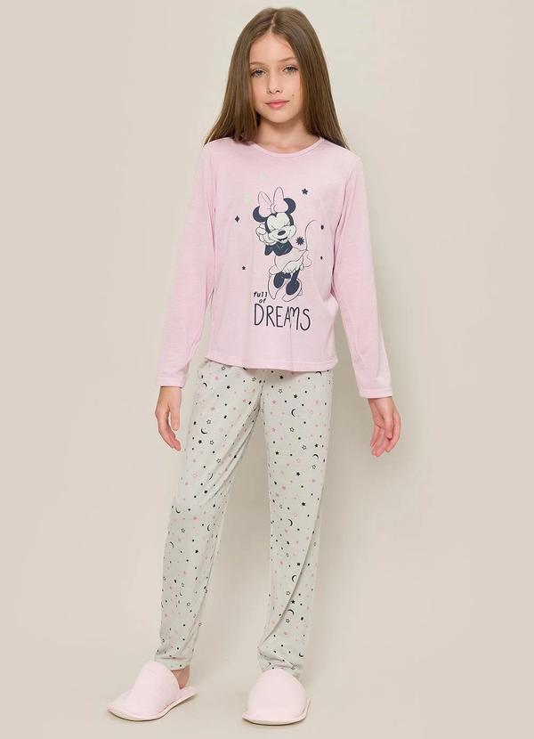 Disney - Pijama Minnie Rosa Claro em Poliviscose