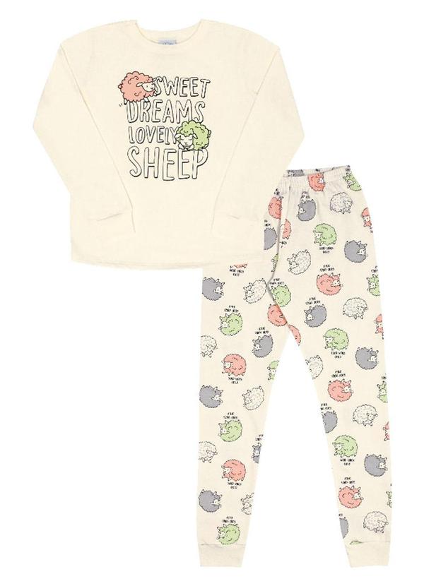 Pulla Bulla - Pijama Moletinho Feminina Bege