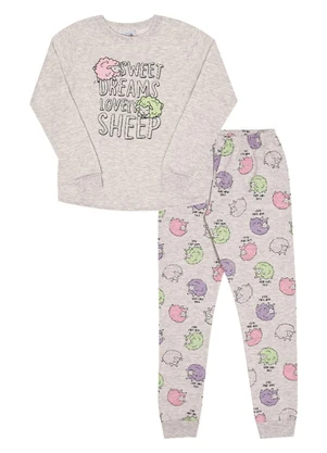 Pulla Bulla - Pijama Moletinho Feminina Cinza - PULLA BULLA