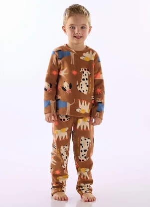 Up Baby - Pijama Soft Thermo Estampado Bege - UP BABY