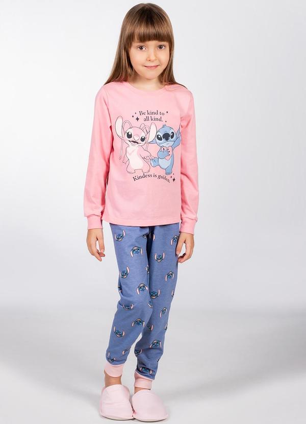 Disney - Pijama Stitch Rosa em Poliviscose 3