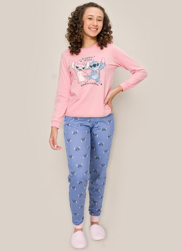 Disney - Pijama Stitch Rosa em Poliviscose 5