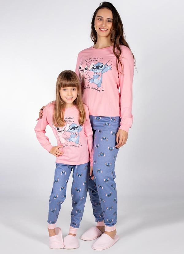 Disney - Pijama Stitch Rosa em Poliviscose 8