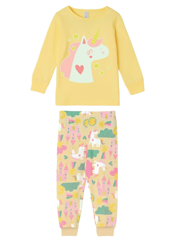 Malwee Kids - Pijama Unicórnio Encantado Amarelo Claro