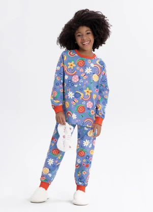 Alakazoo - Pijama Unissex com Calça e Camiseta Azul - ALAKAZOO