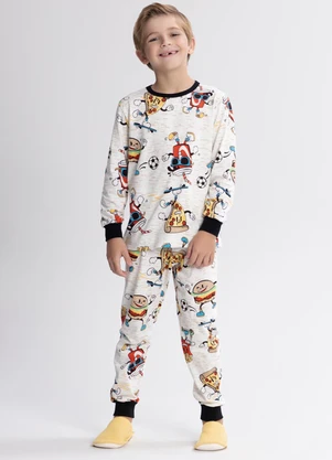 Alakazoo - Pijama Unissex com Calça e Camiseta Bege - ALAKAZOO