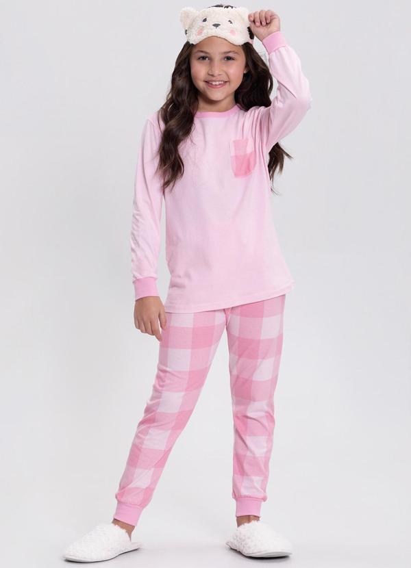 Alakazoo - Pijama Unissex Estampado em Meia Malha Rosa
