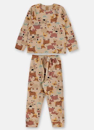Up Baby - Pijama Unissex Infantil Estampado Bege - UP BABY