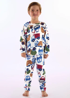 Up Baby - Pijama Unissex Infantil Estampado Branco - UP BABY