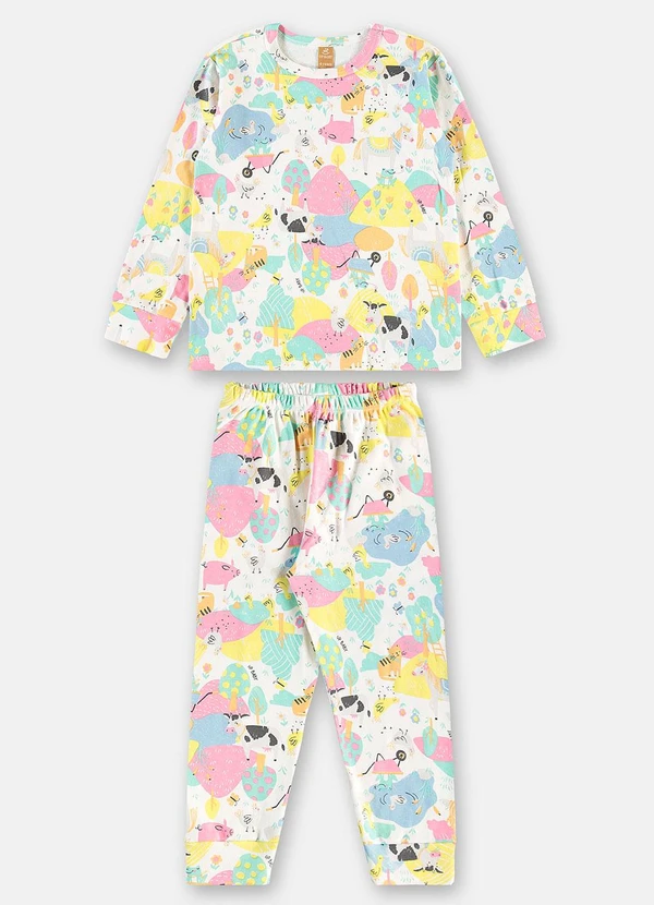 Up Baby - Pijama Unissex Infantil Estampado Branco 2