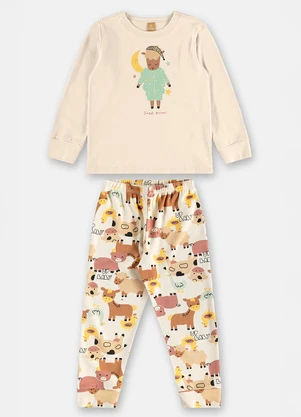 Up Baby - Pijama Unissex Infantil Suedine Bege - UP BABY