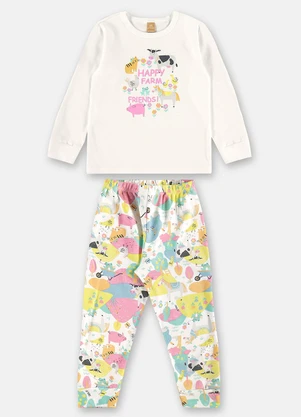 Up Baby - Pijama Unissex Infantil Suedine Branco - UP BABY