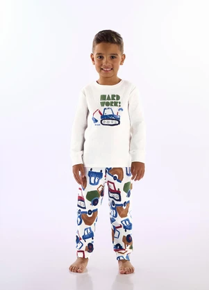 Up Baby - Pijama Unissex Infantil Suedine Branco - UP BABY