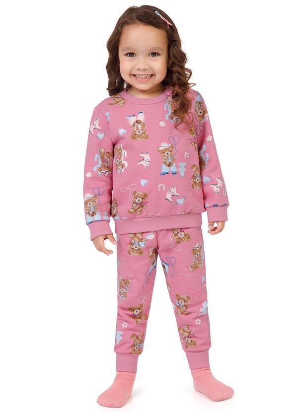 Malwee Kids - Pijama Ursinho Country Brilha no Escuro Rosa