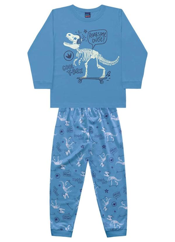 Kiko e Kika - Conjunto Pijama Camiseta e Calça Azul