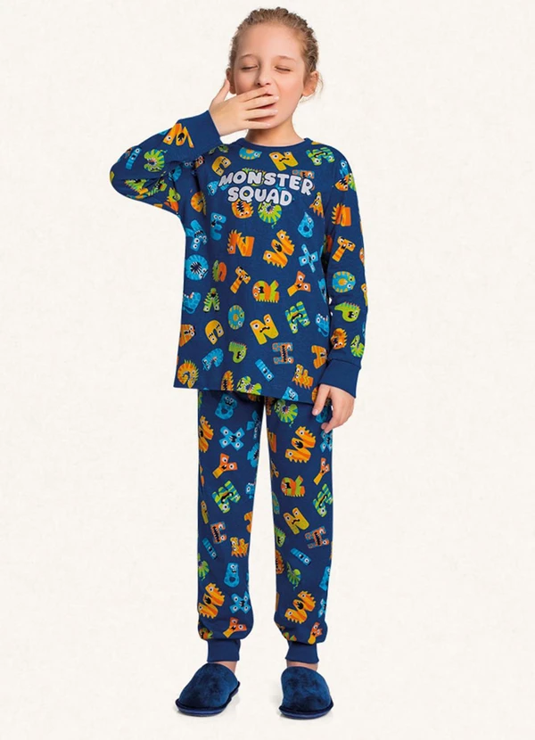 Fakini Kids - Conjunto Pijama Camiseta e Calça Azul