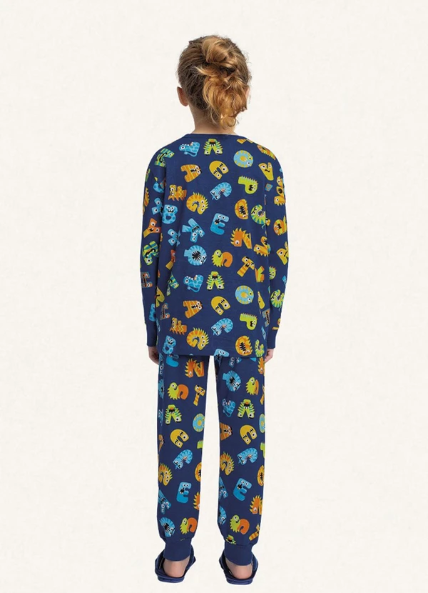 Fakini Kids - Conjunto Pijama Camiseta e Calça Azul 2