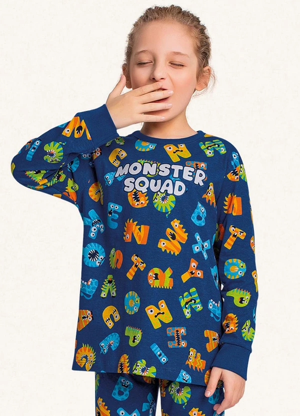 Fakini Kids - Conjunto Pijama Camiseta e Calça Azul 3