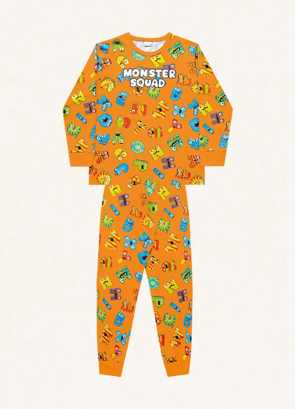 Fakini Kids - Conjunto Pijama Camiseta e Calça Laranja