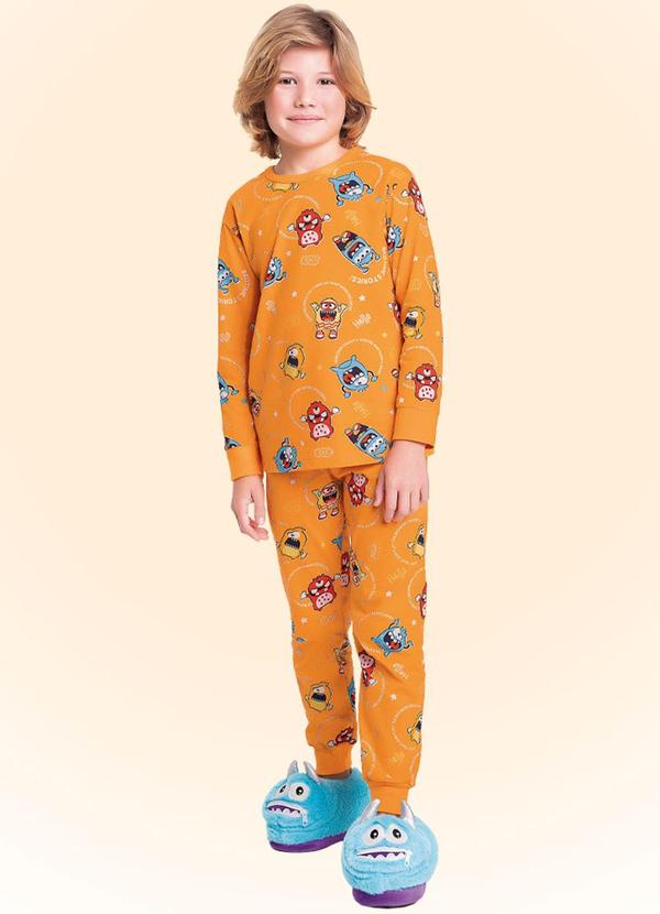 Fakini Kids - Conjunto Pijama Camiseta M/Longa/Calca Laranja 1