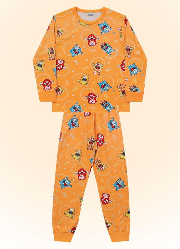 Fakini Kids - Conjunto Pijama Camiseta M/Longa/Calca Laranja 3