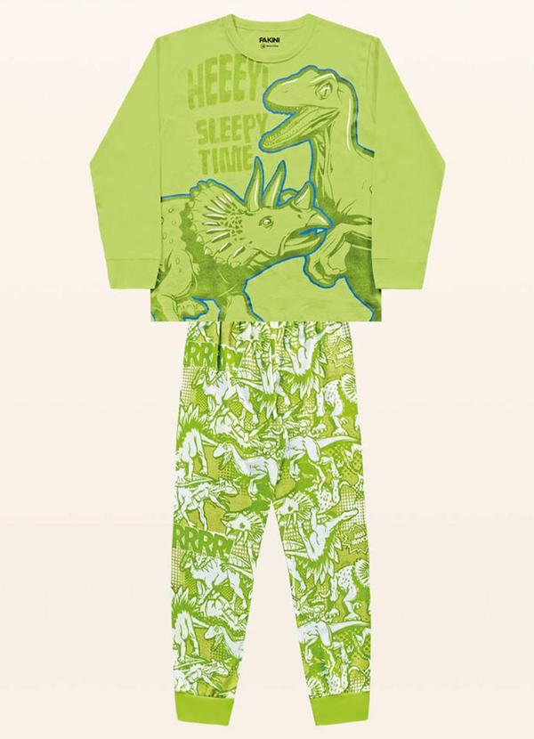 Fakini Kids - Conjunto Pijama Camiseta M/Longa/Calça Verde 3