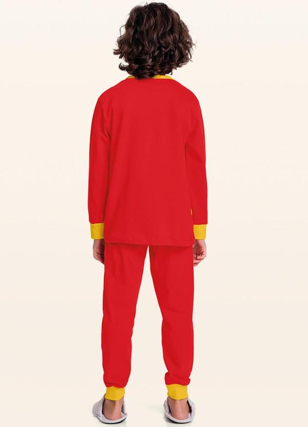 Fakini Kids - Conjunto Pijama Camiseta M/Longa/Calça Vermelho 2