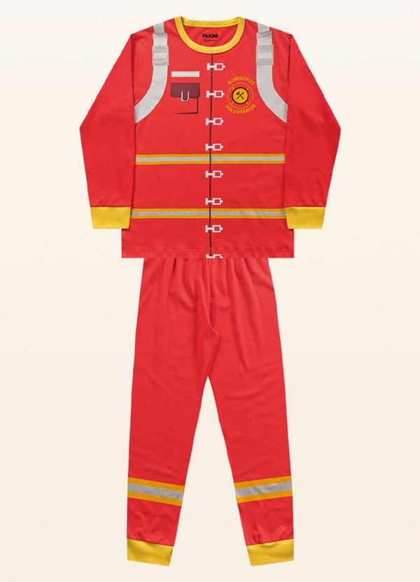 Fakini Kids - Conjunto Pijama Camiseta M/Longa/Calça Vermelho 3