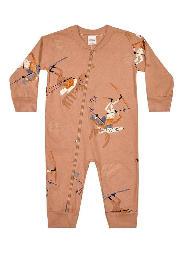 Elian - Macacão Pijama Bebê Brilha no Escuro Marrom 2