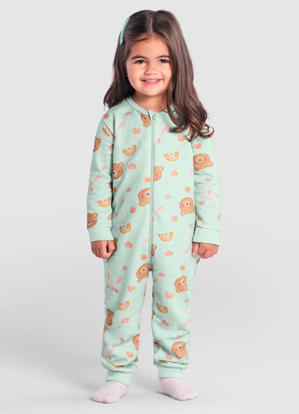 Brandili - Macacão Pijama Infantil Unissex MoletomVerde