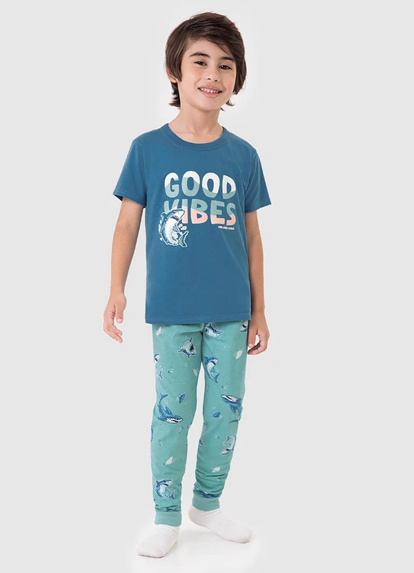 Malwee Kids - Pijama 3 Peças Brilha no Escuro Azul Petróleo 2
